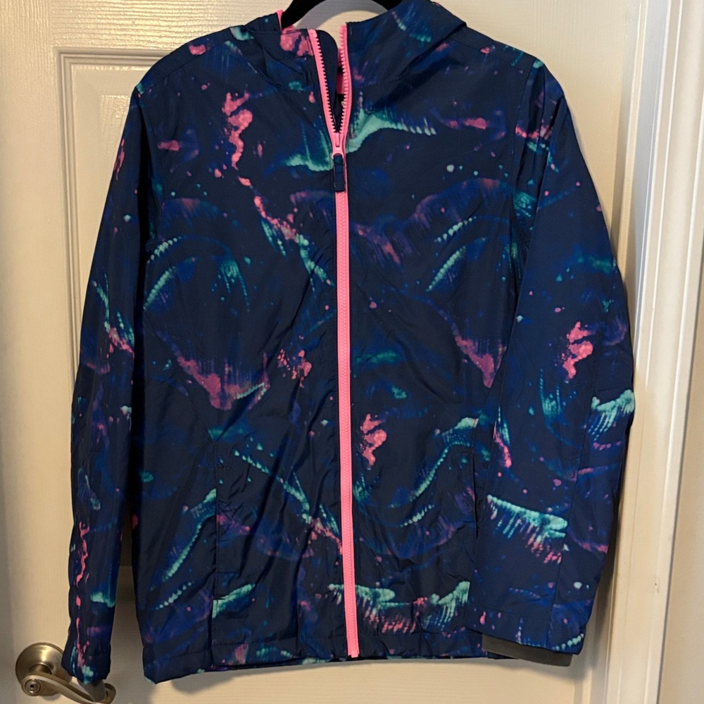 Lands' End Kids Jacket - Navy with Pink and Green Accents